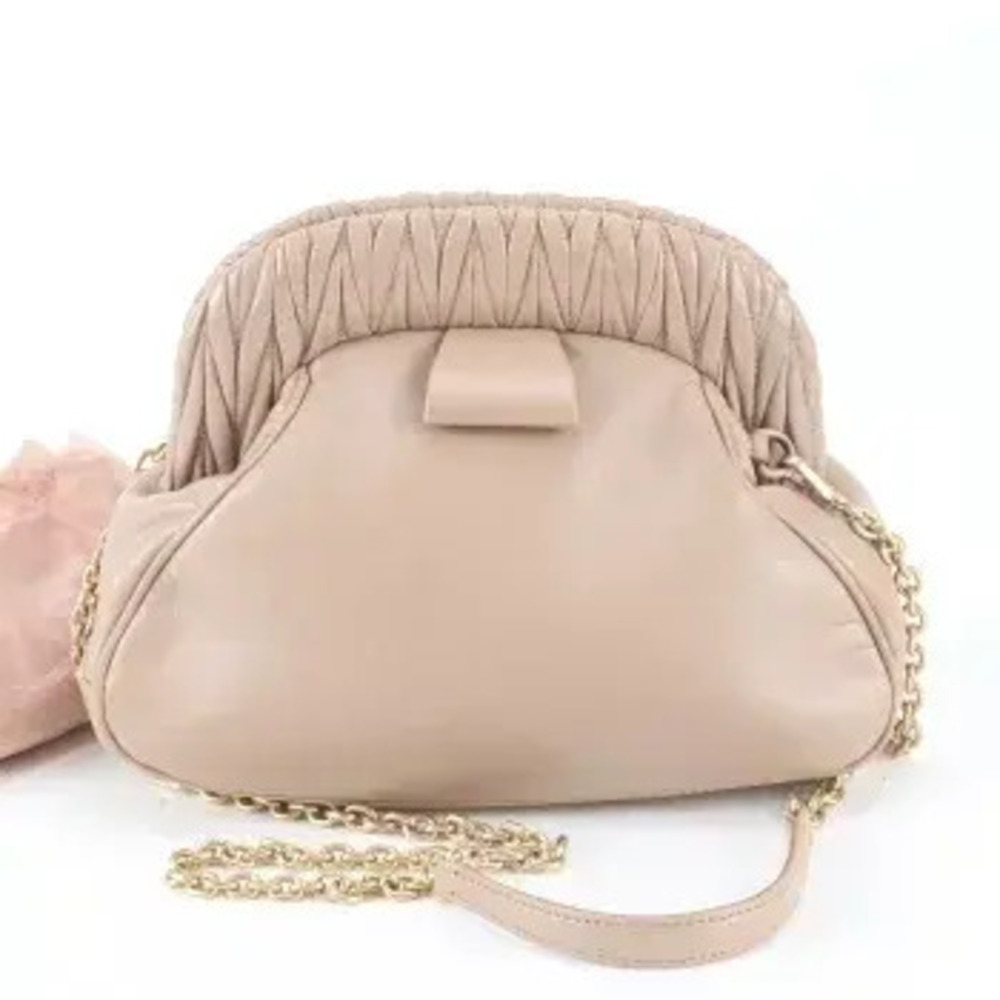 Miu Miu Matelasse Leather Crossbody Bag Gold